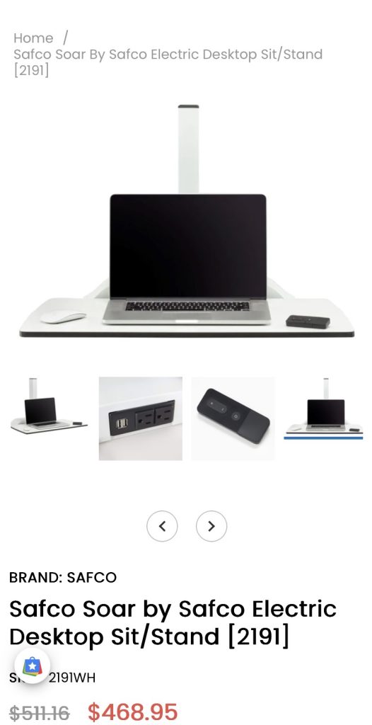 SAFCO STANDING DESK CONVERSION UNIT WITH ELECTRIC TOP