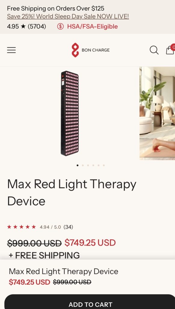 BON CHARGE MEDICAL GRADE RED LIGHT THERAPY PANEL